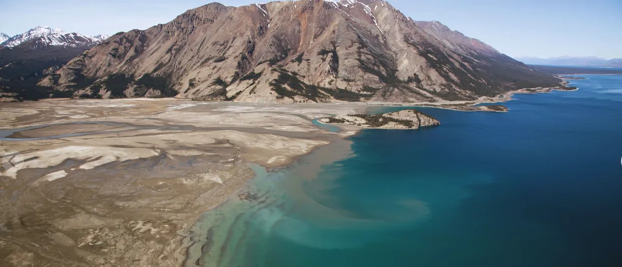 Aerial view of Lhù'ààn Mân (Kluane Lake)